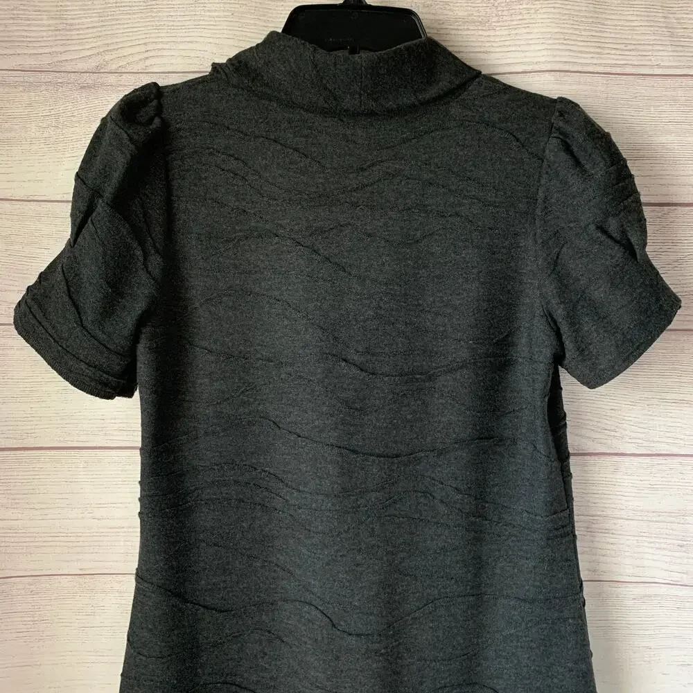 Christopher & Banks Gray Cowl Neck Dress Short Sleeves Size 6